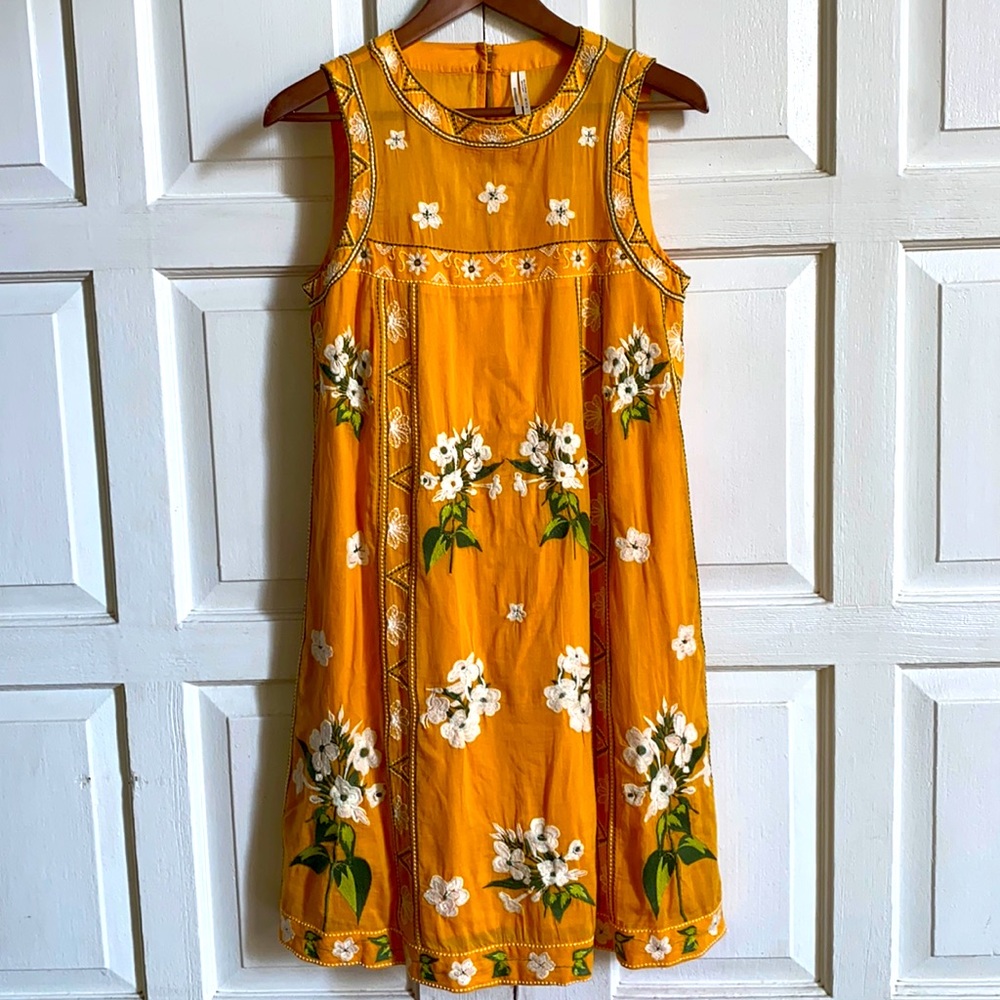 Anthropologie embroidered sleeveless dress